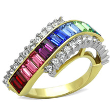 Load image into Gallery viewer, Gold Rings for Womens Two-Tone IP Gold (Ion Plating) Stainless Steel Ring with Top Grade Crystal in Multi Color TK1575 - Jewelry Store by Erik Rayo
