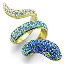 Load image into Gallery viewer, Womens Gold Snake Ring Blue Two Tone Anillo Para Mujer y Ninos Kids Stainless Steel Ring with Top Grade Crystal in Multi Color - Jewelry Store by Erik Rayo
