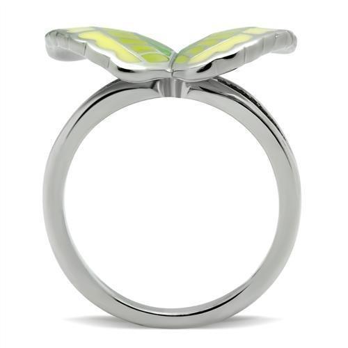 Womens Green Butterfly Ring Anillo Para Mujer 316L Stainless Steel Ring with Epoxy - Jewelry Store by Erik Rayo