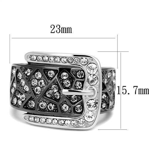 Womens Light Black Belt Ring Anillo Para Mujer 316L Stainless Steel Ring with Top Grade Crystal in Black Diamond Vanna - Jewelry Store by Erik Rayo