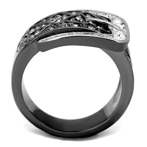 Womens Light Black Belt Ring Anillo Para Mujer 316L Stainless Steel Ring with Top Grade Crystal in Black Diamond Vanna - Jewelry Store by Erik Rayo