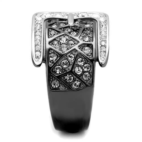 Womens Light Black Belt Ring Anillo Para Mujer 316L Stainless Steel Ring with Top Grade Crystal in Black Diamond Vanna - Jewelry Store by Erik Rayo
