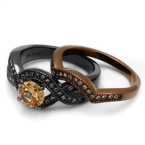 Womens Light Black Brown Ring Anillo Para Mujer 316L Stainless Steel Ring with AAA Grade CZ in Champagne Abigail - Jewelry Store by Erik Rayo