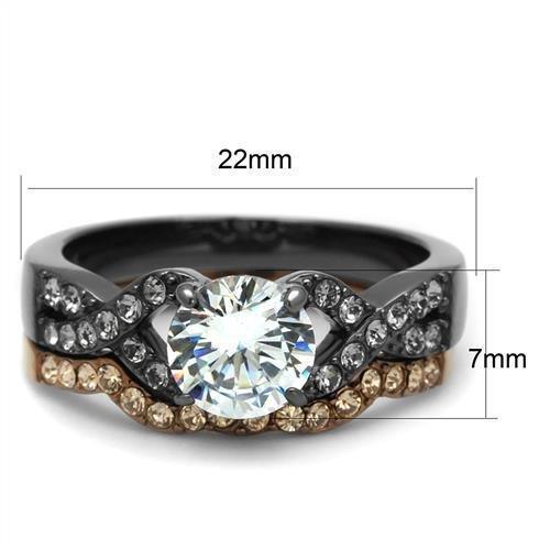 Womens Light Black Brown Ring Anillo Para Mujer 316L Stainless Steel Ring with AAA Grade CZ in Clear Abmel - Jewelry Store by Erik Rayo