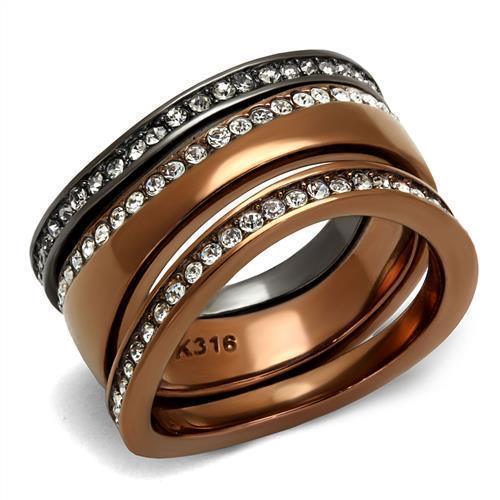 Womens Light Black Coffee Ring Anillo Para Mujer Girls 316L Stainless Steel Ring with Top Grade Crystal in Black Diamond Imogen - Jewelry Store by Erik Rayo