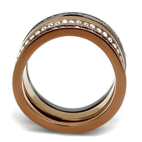 Womens Light Black Coffee Ring Anillo Para Mujer Girls 316L Stainless Steel Ring with Top Grade Crystal in Black Diamond Imogen - Jewelry Store by Erik Rayo