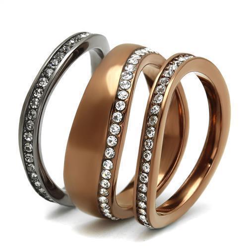 Womens Light Black Coffee Ring Anillo Para Mujer Girls 316L Stainless Steel Ring with Top Grade Crystal in Black Diamond Imogen - Jewelry Store by Erik Rayo