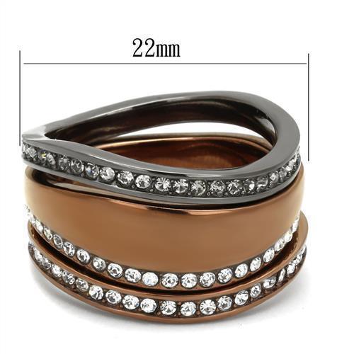 Womens Light Black Coffee Ring Anillo Para Mujer Stainless Steel Ring with Top Grade Crystal in Black Diamond Imogen - Jewelry Store by Erik Rayo