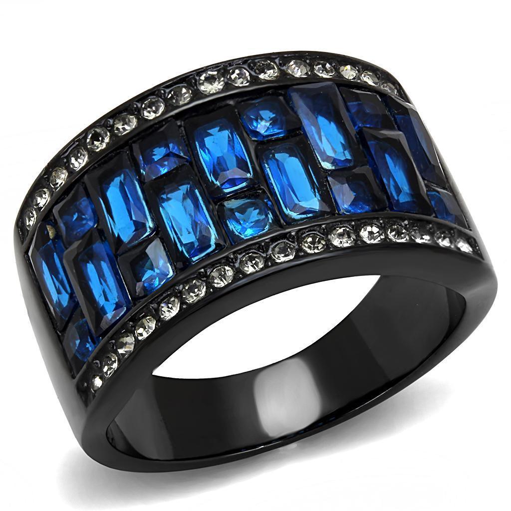 Womens Light Black Ring Anillo Para Mujer Girls 316L Stainless Steel Ring Glass in Montana Fleur - Jewelry Store by Erik Rayo