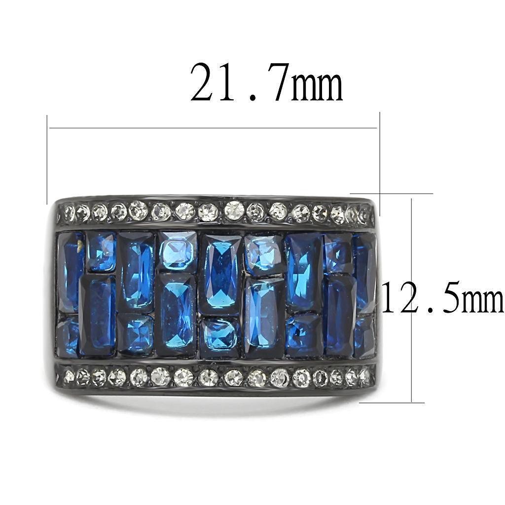Womens Light Black Ring Anillo Para Mujer Girls 316L Stainless Steel Ring Glass in Montana Fleur - Jewelry Store by Erik Rayo