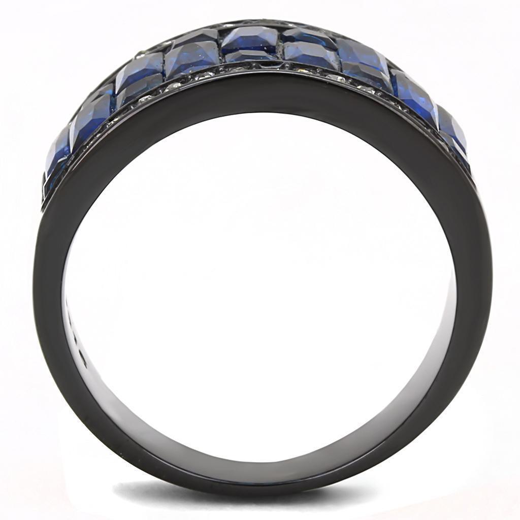 Womens Light Black Ring Anillo Para Mujer Girls 316L Stainless Steel Ring Glass in Montana Fleur - Jewelry Store by Erik Rayo