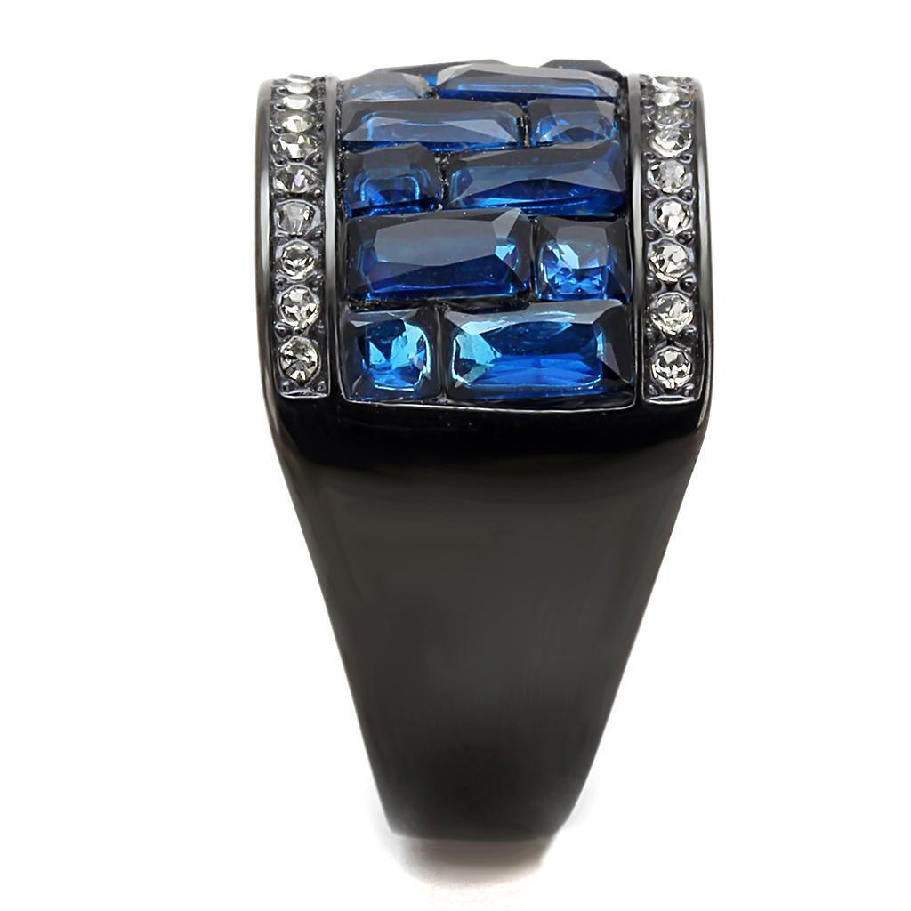 Womens Light Black Ring Anillo Para Mujer Girls 316L Stainless Steel Ring Glass in Montana Fleur - Jewelry Store by Erik Rayo