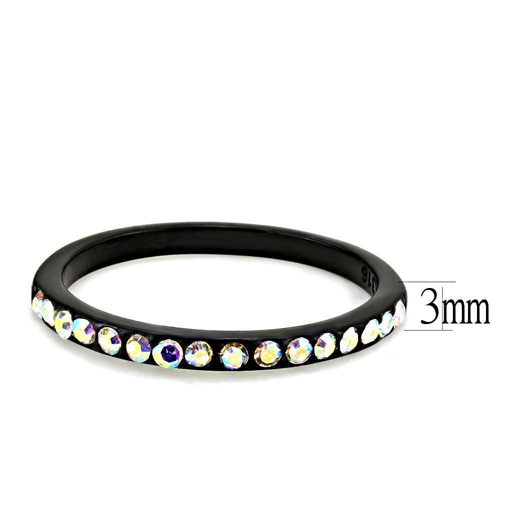 Womens Light Black Ring Anillo Para Mujer Girls 316L Stainless Steel Ring in Aurora Borealis (Rainbow Effect) Belinah - Jewelry Store by Erik Rayo