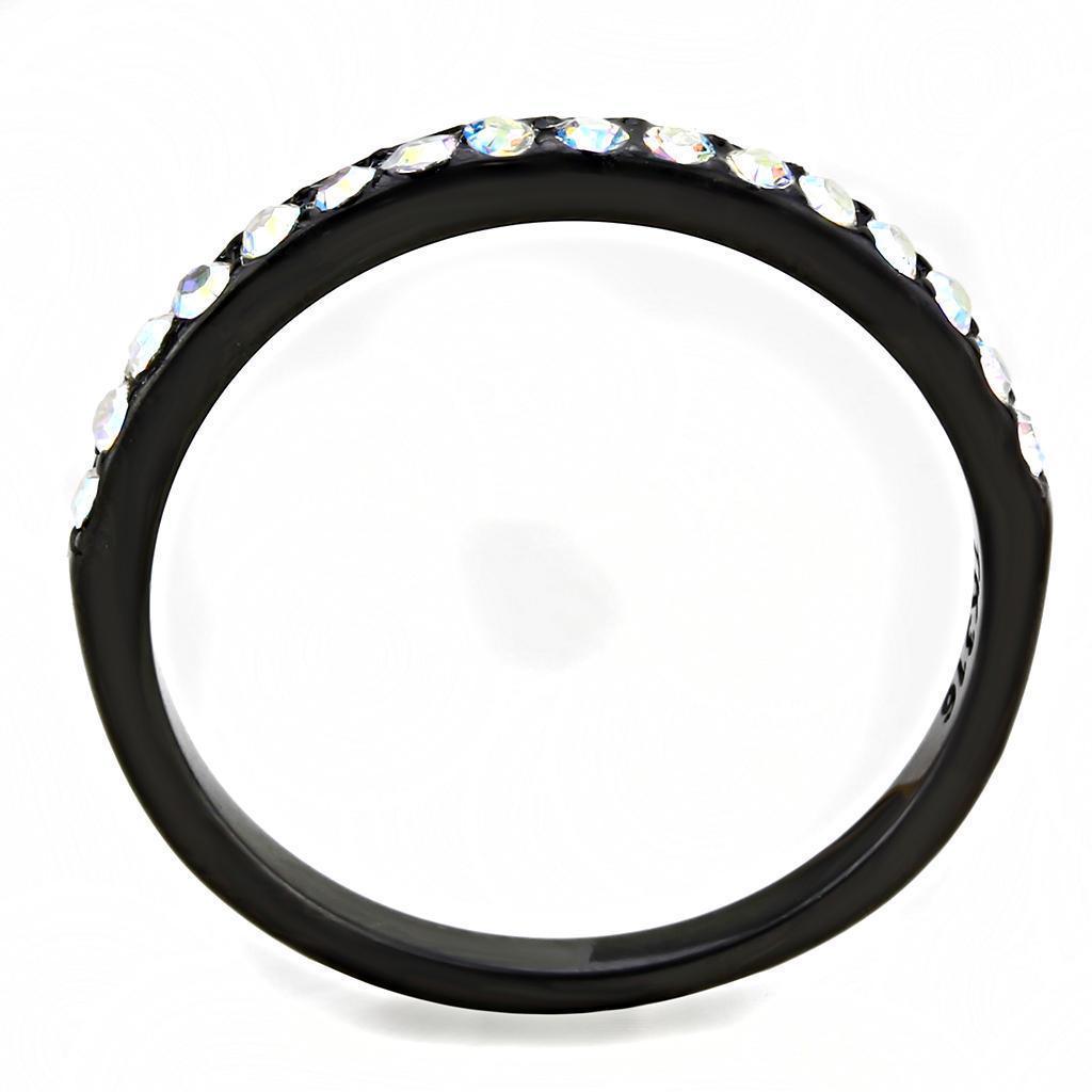 Womens Light Black Ring Anillo Para Mujer Girls 316L Stainless Steel Ring in Aurora Borealis (Rainbow Effect) Belinah - Jewelry Store by Erik Rayo
