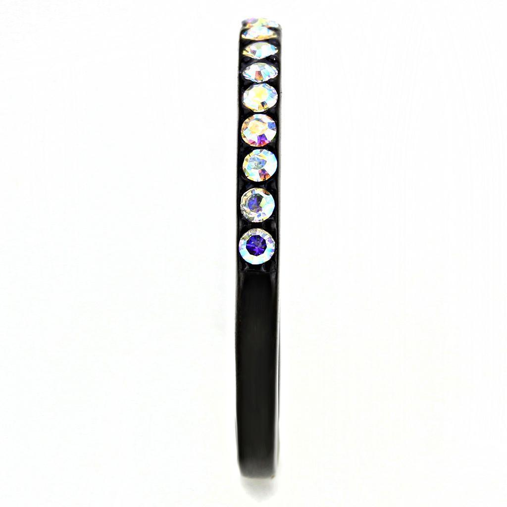 Womens Light Black Ring Anillo Para Mujer Girls 316L Stainless Steel Ring in Aurora Borealis (Rainbow Effect) Belinah - Jewelry Store by Erik Rayo