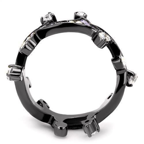 Womens Light Black Ring Anillo Para Mujer Girls 316L Stainless Steel Ring with AAA Grade CZ in Clear Leona - Jewelry Store by Erik Rayo