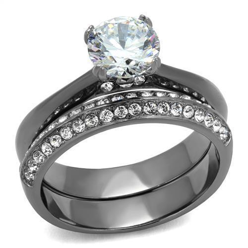 Womens Light Black Ring Anillo Para Mujer Girls 316L Stainless Steel Ring with AAA Grade CZ in Clear Nimah - Jewelry Store by Erik Rayo
