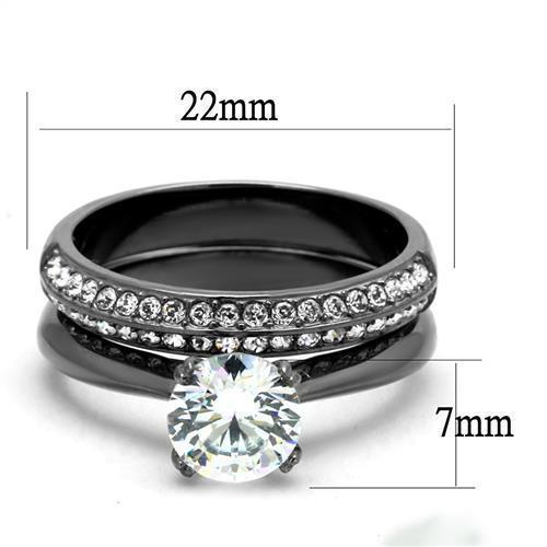 Womens Light Black Ring Anillo Para Mujer Girls 316L Stainless Steel Ring with AAA Grade CZ in Clear Nimah - Jewelry Store by Erik Rayo