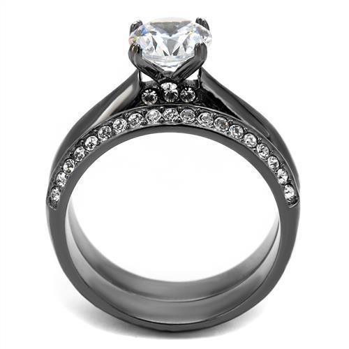 Womens Light Black Ring Anillo Para Mujer Girls 316L Stainless Steel Ring with AAA Grade CZ in Clear Nimah - Jewelry Store by Erik Rayo