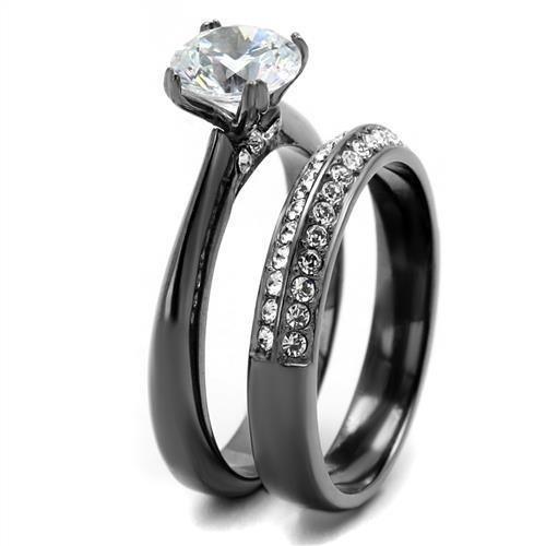 Womens Light Black Ring Anillo Para Mujer Girls 316L Stainless Steel Ring with AAA Grade CZ in Clear Nimah - Jewelry Store by Erik Rayo