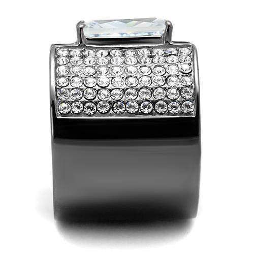 Womens Light Black Ring Anillo Para Mujer Girls 316L Stainless Steel Ring with AAA Grade CZ in Clear Oda - Jewelry Store by Erik Rayo