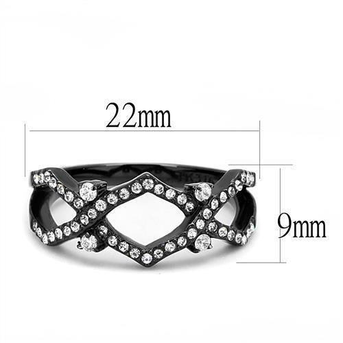 Womens Light Black Ring Anillo Para Mujer Girls 316L Stainless Steel Ring with AAA Grade CZ in Clear Seaphina - Jewelry Store by Erik Rayo