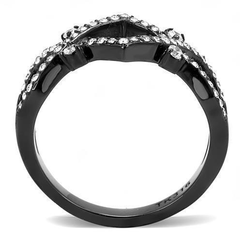 Womens Light Black Ring Anillo Para Mujer Girls 316L Stainless Steel Ring with AAA Grade CZ in Clear Seaphina - Jewelry Store by Erik Rayo
