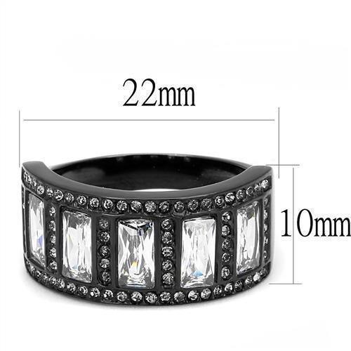 Womens Light Black Ring Anillo Para Mujer Girls 316L Stainless Steel Ring with AAA Grade CZ in Clear Valentina - Jewelry Store by Erik Rayo