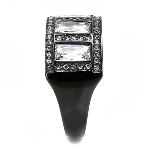 Womens Light Black Ring Anillo Para Mujer Girls 316L Stainless Steel Ring with AAA Grade CZ in Clear Valentina - Jewelry Store by Erik Rayo