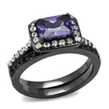 Load image into Gallery viewer, Womens Light Black Ring Anillo Para Mujer y Ninos Girls 316L Stainless Steel Ring with AAA Grade CZ in Tanzanite Kaia - Jewelry Store by Erik Rayo
