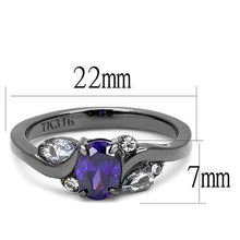 Load image into Gallery viewer, Womens Light Black Ring Anillo Para Mujer y Ninos Girls 316L Stainless Steel Ring with AAA Grade CZ in Tanzanite Weylyn - Jewelry Store by Erik Rayo
