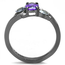 Load image into Gallery viewer, Womens Light Black Ring Anillo Para Mujer y Ninos Girls 316L Stainless Steel Ring with AAA Grade CZ in Tanzanite Weylyn - Jewelry Store by Erik Rayo
