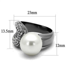 Load image into Gallery viewer, Womens Light Black Ring Anillo Para Mujer Girls 316L Stainless Steel Ring with Synthetic Pearl in White Paisley - Jewelry Store by Erik Rayo
