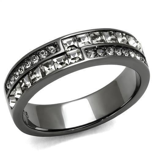 Womens Light Black Ring Anillo Para Mujer Girls 316L Stainless Steel Ring with Top Grade Crystal in Black Diamond Oriana - Jewelry Store by Erik Rayo