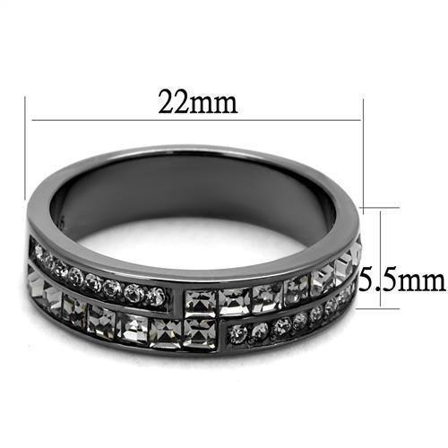 Womens Light Black Ring Anillo Para Mujer Girls 316L Stainless Steel Ring with Top Grade Crystal in Black Diamond Oriana - Jewelry Store by Erik Rayo