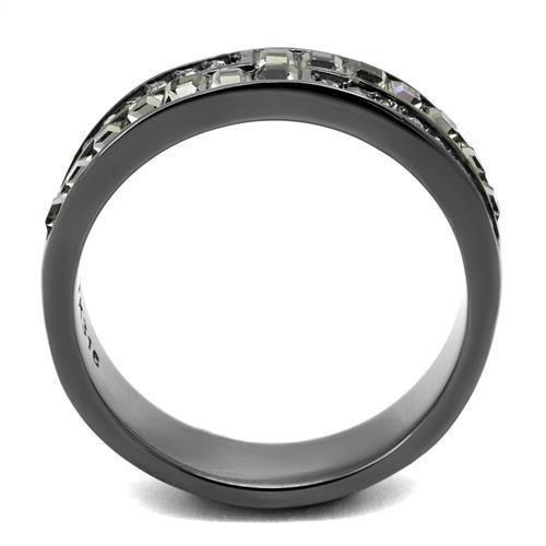 Womens Light Black Ring Anillo Para Mujer Girls 316L Stainless Steel Ring with Top Grade Crystal in Black Diamond Oriana - Jewelry Store by Erik Rayo