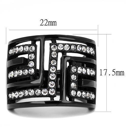 Womens Light Black Ring Anillo Para Mujer Girls 316L Stainless Steel Ring with Top Grade Crystal in Clear Rose - Jewelry Store by Erik Rayo