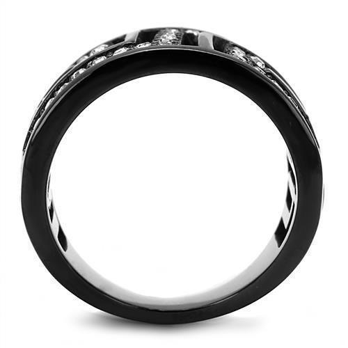 Womens Light Black Ring Anillo Para Mujer Girls 316L Stainless Steel Ring with Top Grade Crystal in Clear Rose - Jewelry Store by Erik Rayo