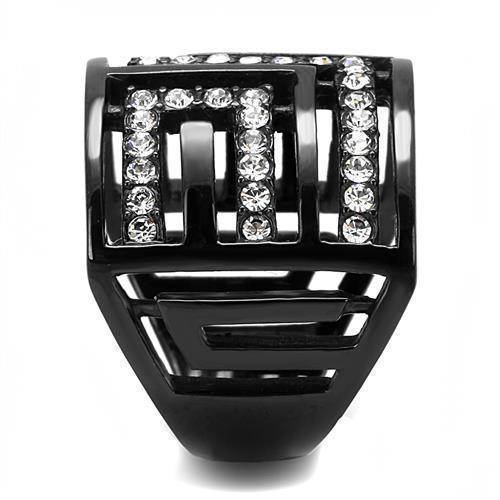 Womens Light Black Ring Anillo Para Mujer Girls 316L Stainless Steel Ring with Top Grade Crystal in Clear Rose - Jewelry Store by Erik Rayo