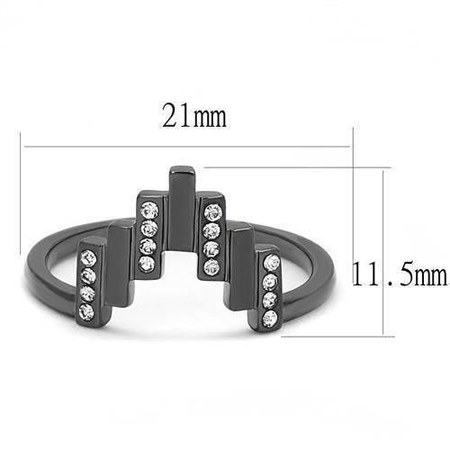 Womens Light Black Ring Anillo Para Mujer Girls 316L Stainless Steel Ring with Top Grade Crystal in Clear Rosemary - Jewelry Store by Erik Rayo