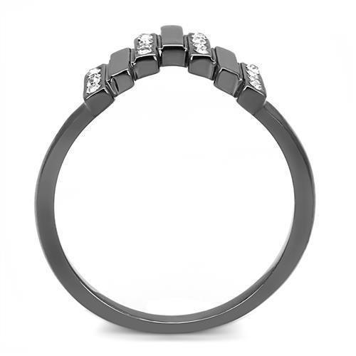Womens Light Black Ring Anillo Para Mujer Girls 316L Stainless Steel Ring with Top Grade Crystal in Clear Rosemary - Jewelry Store by Erik Rayo