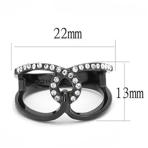 Womens Light Black Ring Anillo Para Mujer Girls 316L Stainless Steel Ring with Top Grade Crystal in Clear Thea - Jewelry Store by Erik Rayo