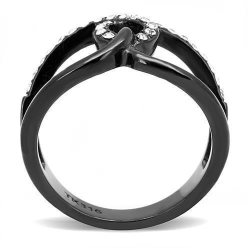 Womens Light Black Ring Anillo Para Mujer Girls 316L Stainless Steel Ring with Top Grade Crystal in Clear Thea - Jewelry Store by Erik Rayo