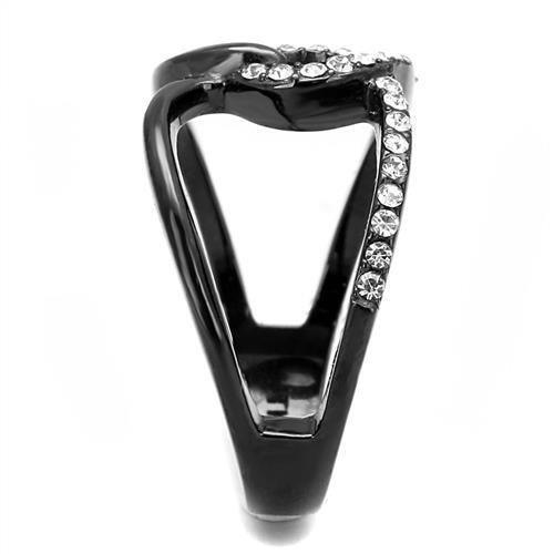 Womens Light Black Ring Anillo Para Mujer Girls 316L Stainless Steel Ring with Top Grade Crystal in Clear Thea - Jewelry Store by Erik Rayo