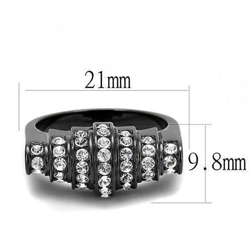 Womens Light Black Ring Anillo Para Mujer Girls 316L Stainless Steel Ring with Top Grade Crystal in Clear Ulani - Jewelry Store by Erik Rayo