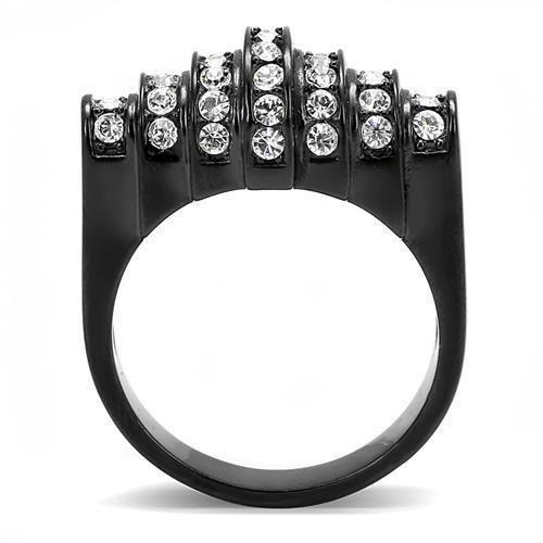 Womens Light Black Ring Anillo Para Mujer Girls 316L Stainless Steel Ring with Top Grade Crystal in Clear Ulani - Jewelry Store by Erik Rayo