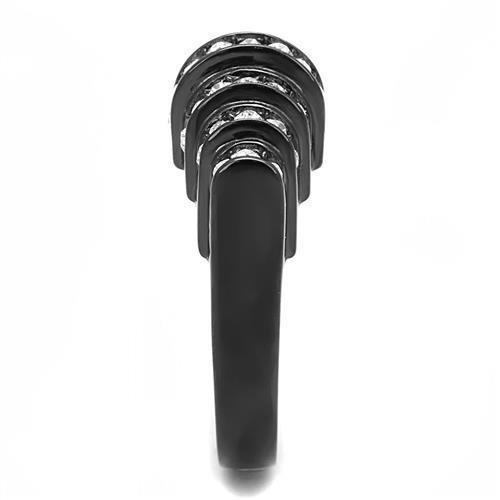 Womens Light Black Ring Anillo Para Mujer Girls 316L Stainless Steel Ring with Top Grade Crystal in Clear Ulani - Jewelry Store by Erik Rayo