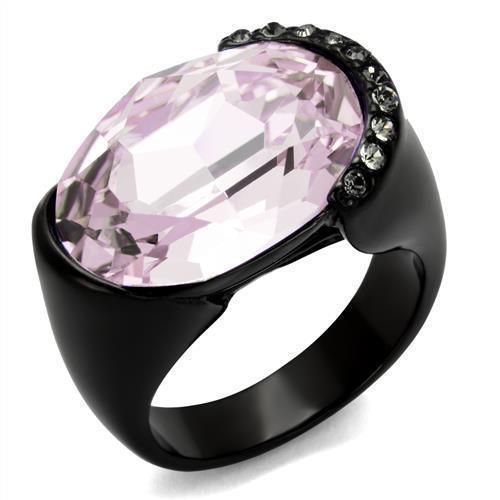 Womens Light Black Ring Anillo Para Mujer Girls 316L Stainless Steel Ring with Top Grade Crystal in Light Amethyst Aaria - Jewelry Store by Erik Rayo