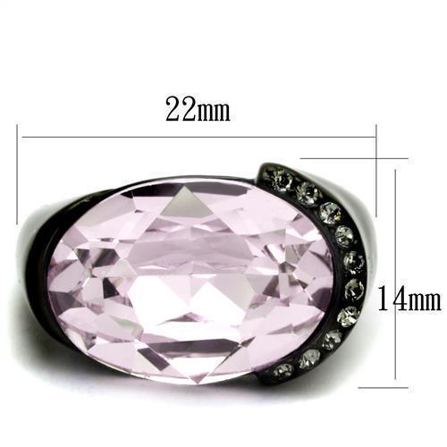 Womens Light Black Ring Anillo Para Mujer Girls 316L Stainless Steel Ring with Top Grade Crystal in Light Amethyst Aaria - Jewelry Store by Erik Rayo