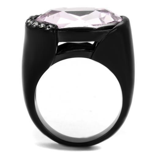 Womens Light Black Ring Anillo Para Mujer Girls 316L Stainless Steel Ring with Top Grade Crystal in Light Amethyst Aaria - Jewelry Store by Erik Rayo